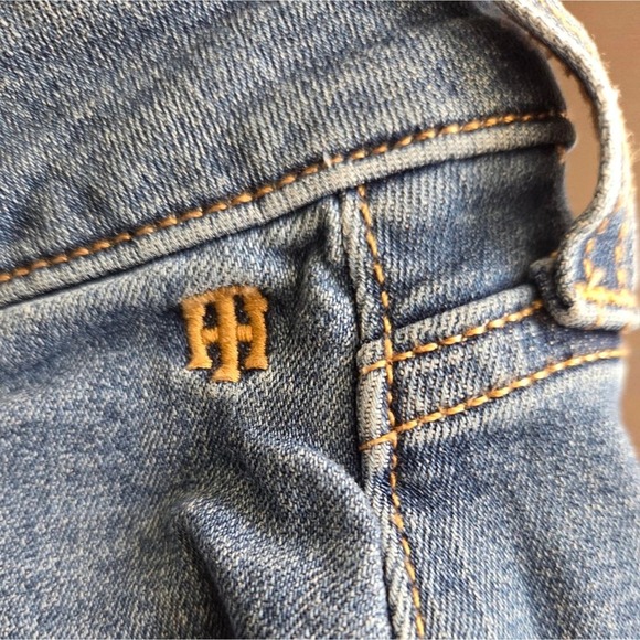 Tommy Hilfiger Women Blue Denim Jeans Patchwork Distressed Frayed Hem Size 16W - Picture 6 of 7